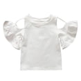 thumbnail image 1 of TAIAOJING Girls Athletic Tank Tops Basic Baby Kids Ruffle Sleeve Off Shoulder Solid Color Cotton Tops Blouse 3-4 Years, 1 of 3