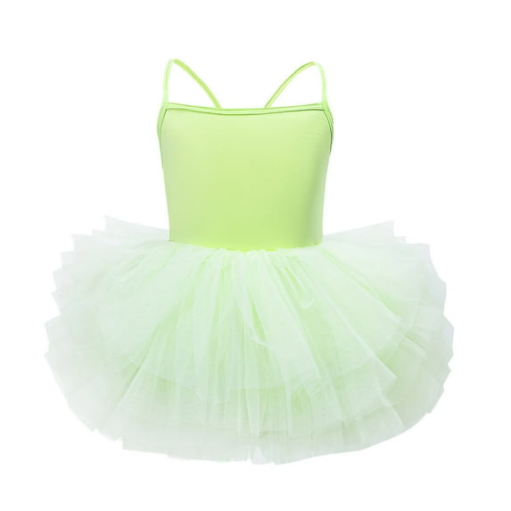 TAIAOJING Girls Ballet Dress Tutu Performance Outfits Sets Strapless Solid Color Leotard Dance For Toddler Kids Summer Classic 6-7Y