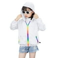 thumbnail image 1 of TAIAOJING Girls Boys Rain Jacket Lightweight Kids Sun Hoodie Jacket Toddler Lightweight Summer Breathable Outwear 7-8 Years, 1 of 9