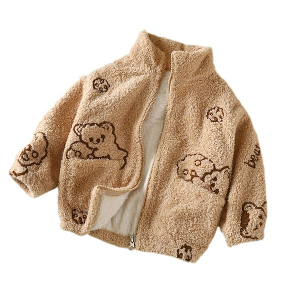 TAIAOJING Girls Boys Rain Jacket Lightweight Toddler Jacket Kids Autumn Spring Long Sleeve Cute Printing Zip Up Warm Outerwear 2-3 Years