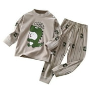 TAIAOJING Girls Boys and Toddlers' Pajama Set Autumn Children's Underwear Cartoon Animal Cute Printing Set Cotton Baby Cotton Long Sleeve Pajamas Homewear 18-24 Months