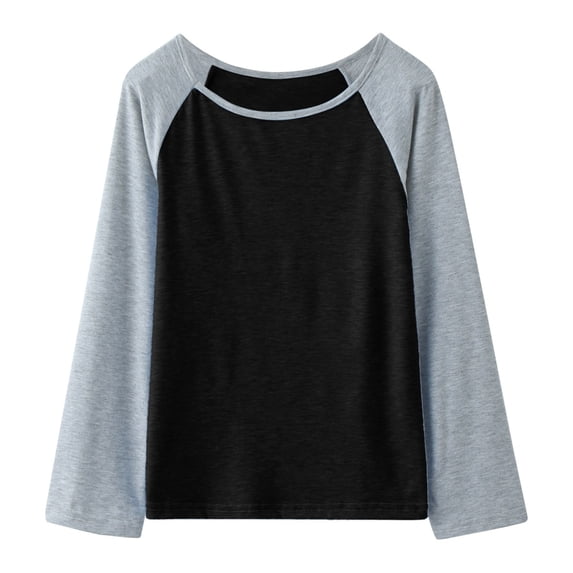 TAIAOJING Girls Crop Top Long Sleeve Fall T Shirt Casual Raglan Sleeve T Shirts Crewneck Tunic Tops Kids Teen Color Block Tee Blouses Spring Clothes 4-5 Years