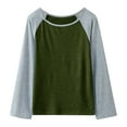 thumbnail image 1 of TAIAOJING Girls Crop Top Long Sleeve Fall T Shirt Casual Raglan Sleeve T Shirts Crewneck Tunic Tops Kids Color Block Tee Blouses Spring Clothes 12-13 Years, 1 of 9