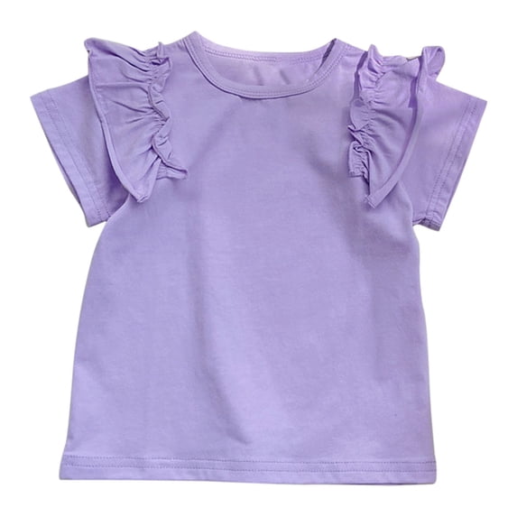 TAIAOJING Girls Crop Top Short Sleeve Summer T Shirt Children's Summer T Shirt Round Neck Solid Color Top Casual Going Out For 1 To 7 Years 12-18 Months