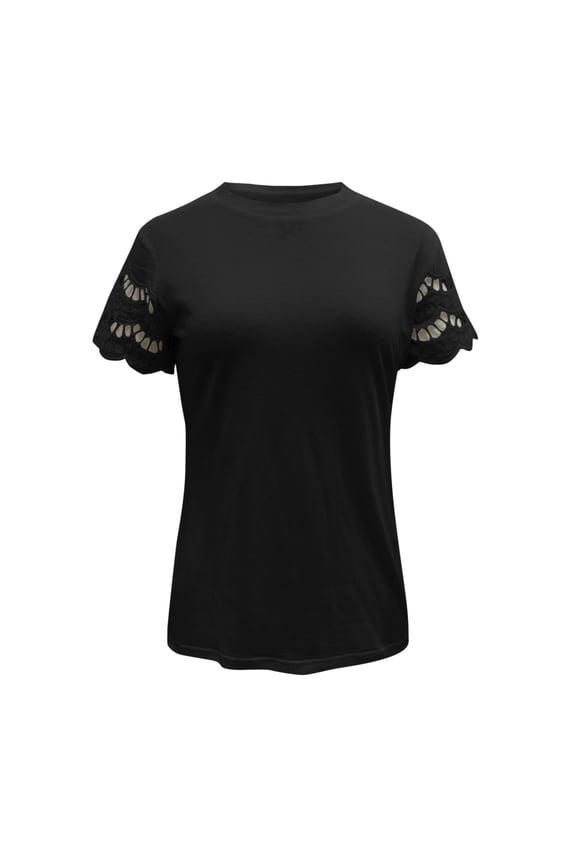 Girls Crop Top Short Sleeve Summer T Shirt Kids Toddler Baby Spring Summer Lace Solid Loose Casual Tee Shirt 10-11 Years