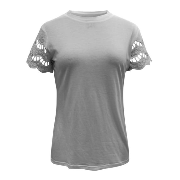 TAIAOJING Girls Crop Top Short Sleeve Summer T Shirt Kids Toddler Baby Spring Summer Lace Solid Loose Casual Tee Shirt 10-11 Years