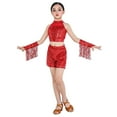 thumbnail image 1 of TAIAOJING Girls Dance Outfits Sets Performance Sleeveless Tops Shorts Fringe Set For Kids Toddler Summer Elastic Playwear Boho 8-9Y, 1 of 4