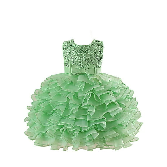 TAIAOJING Girls Dresses For Toddler Girls Bow Puffy Tiered Cake Dress Casual Party Gown For Ages 2-7 Years Leisure 2-4Y