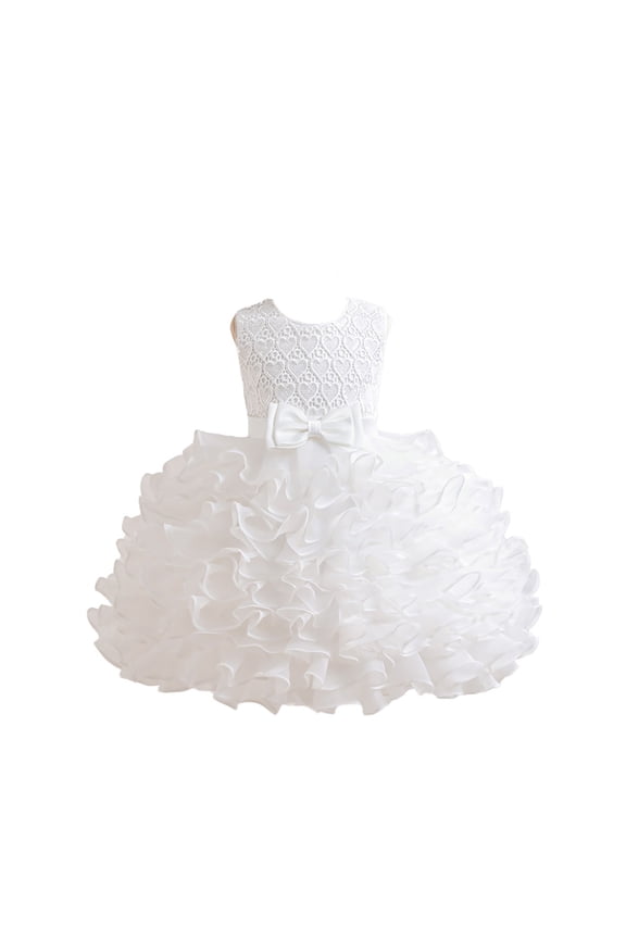 Girls Dresses For Toddler Girls Bow Puffy Tiered Cake Dress Casual Party Gown For Ages 2-7 Years Trendy 6-7Y