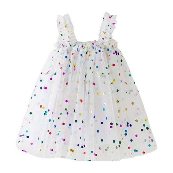 TAIAOJING Girls Dresses Toddler Girls Sleeveless Dot Tulle Holiday Party Dress Dance Party Dresses Clothes Party Cute Dress 4-5 Years