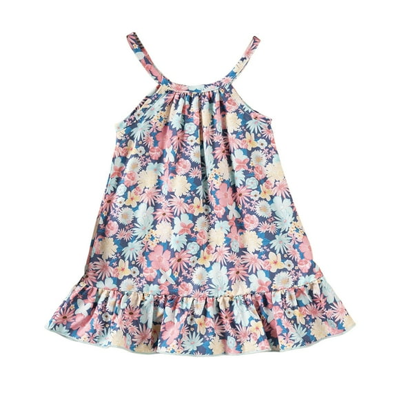 TAIAOJING Girls Dresses Toddler Summer Casual Sleeveless Striped Print For Kids Age 1-6 Playful Comfortable Stretchy Waistband Easy To Wear And Wash Soft 5-6Y