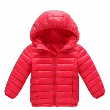 TAIAOJING Girls Jacket lightweight Floral Cartoon Printed Small And Medium Sized Boys And Warm Cotton Padded Jacket Autumn And Winter Children's Light Down Cotton Clothes Red 4-5 Years