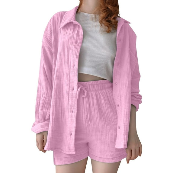 TAIAOJING Girls Outfits Sets Casual Summer Fall Outfits Sets Shirt Shorts Outfits Sets For Kids Toddler Girls Comfortable Solid Color Loose Fit Daily Wear School Playground Cozy 11-12Y