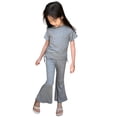 thumbnail image 1 of TAIAOJING Girls Outfits Sets Casual Summer Outfits Sets For Toddler Girls 2-10 Years Old Drawstring Tops And Flared Pants Soft Comfortable Playwear Breathable Cozy 5-6Y, 1 of 9