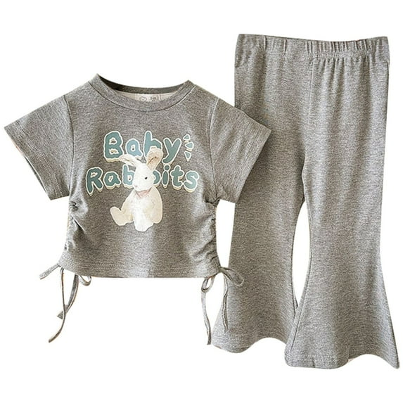 TAIAOJING Girls Outfits Sets Toddler Casual Everyday Wear O-Neck Printed Tops And Bottom Comfy Play Clothes For 1 5 Year Olds Boho 18-24M