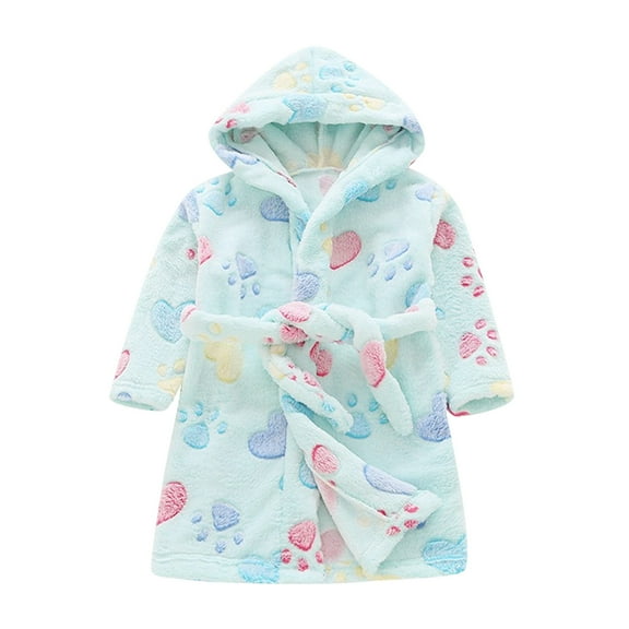 TAIAOJING Girls Robe,Cute & Hooded Robe Cartoon Boys Sleepwear Night-Robe Bathrobes Baby Toddler Flannel jacket Coat 18-24 Months