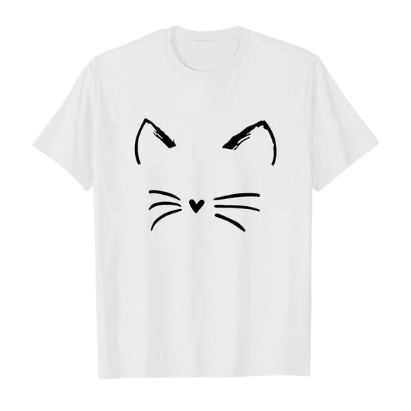 TAIAOJING Girls Short Sleeve Tops Toddler Boys Prints Cat Prints T Shirt Tops Clothes 6-7 Years
