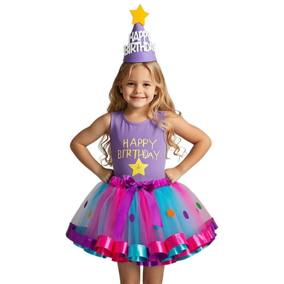 TAIAOJING Girls Skirts With Polka Dot Print Mesh Layered Tutu Skirt For Toddler Kids Casual Beach School Party Outfits Sets Summer Wear Holiday 4-6Y