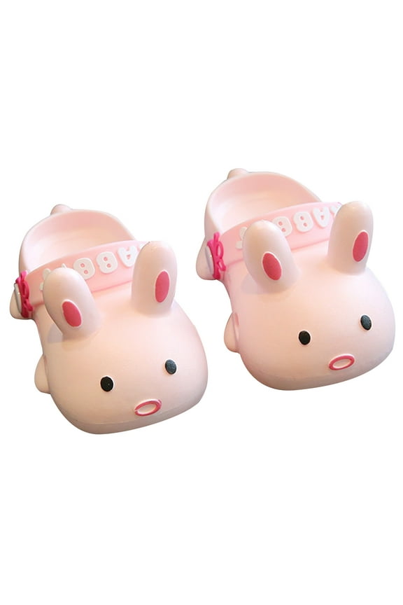 Girls Slippers For Toddlers Kids Cute Bunny Summer Indoor Outdoor Slides Comfortable Casual Sandals For Daily Wear Soft 2-2.5Y