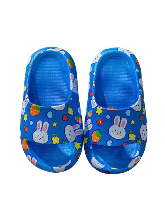 Girls Slippers Soft Eva Indoor Outdoor Casual Comfortable Lightweight Breathable Kids Shoes With Cute Strawberry Bunny Print For Toddler And Little Girls Versatile 5.5-6Y