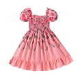 thumbnail image 1 of TAIAOJING Girls Summer Dress Rose Print Vacation Dress Cute & Comfortable Outfits Sets For Toddler Kids Boho 5-6Y, 1 of 7