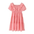 thumbnail image 1 of TAIAOJING Girls Summer Dress Toddler Kids Neck Short Sleeves Casual Soild Maxi Sundress Dress 13-15 Years, 1 of 7