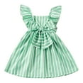 thumbnail image 1 of TAIAOJING Girls Summer Dresses Casual Striped Bow A-Line Dress With Flutter Sleeves For Toddler Kids Age 1-7 Years Trendy 5-6Y, 1 of 8