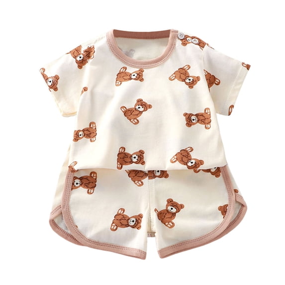 TAIAOJING Girls Summer Outfits Sets 2-7 Years Toddler Baby Girl Clothes Soft O-Neck Tops And Shorts Outfits Sets Indoor Casual Playwear Elastic Waist Fashionable 5-6Y