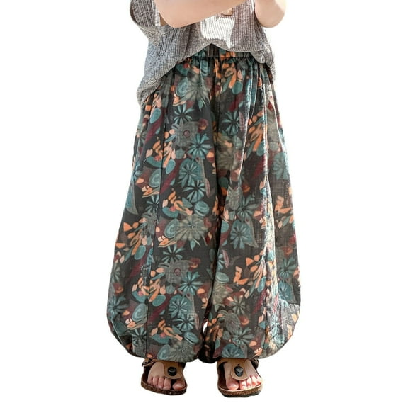 TAIAOJING Girls Summer Pants Lightweight Proof Loose Fit Casual Trousers For Toddlers Kids Everyday Wear Comfortable Breathable Outfits Sets Soft 2-3Y