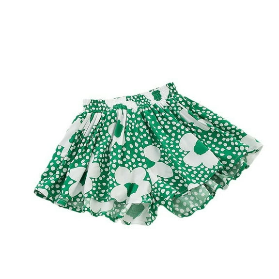 TAIAOJING Girls Summer Shorts With Prints Elastic Waist Comfortable Casual Outfits Sets For Toddlers Age For Daily Wear Versatile 5-6Y