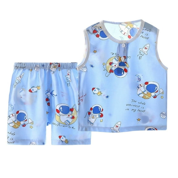 TAIAOJING Girls Summer Sleepwear Loungewear Nightwear Sleeveless Tank Tops Pajama Sets Homewear Comfortable Home For Toddlers Kids Age 3-9 Soft Breathable Casual Outfits Sets Breathable C