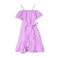 thumbnail image 1 of TAIAOJING Girls Summer Soild Dress Shoulder Chiffon Ruffles Sundress Spaghetti Strap Casual Beach Dresses, 1 of 3