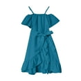 thumbnail image 1 of TAIAOJING Girls Summer Soild Dress Shoulder Chiffon Ruffles Sundress Spaghetti Strap Casual Beach Dresses, 1 of 3