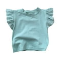 thumbnail image 1 of TAIAOJING Girls Summer Tank Tops Summer Solid Color Simple Crew Neck Flying Sleeve T Shirt Children's Casual Outing For 0 To 6 Years 18-24 Months, 1 of 5