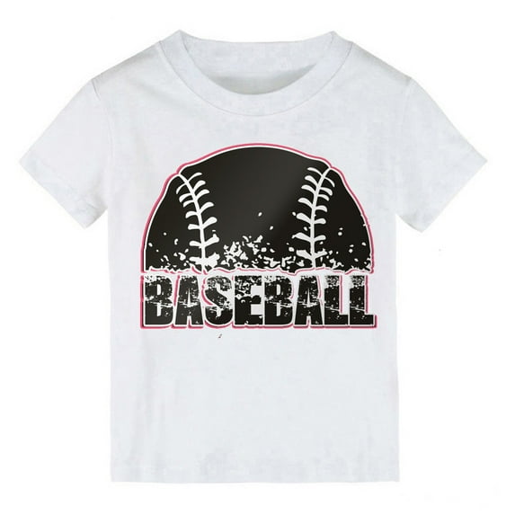 TAIAOJING Girls Summer Tops Kids Casual Boys And Tops Short Sleeved T Shirts Baseball Cartoon Print For Boys And Summer Solid Color 6-8 Years