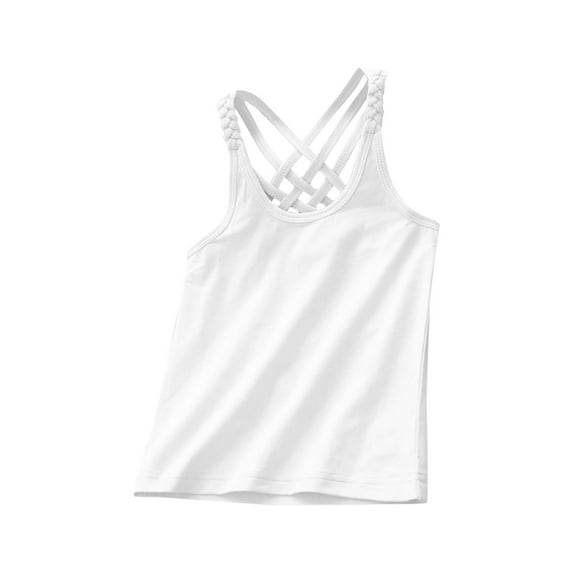 TAIAOJING Girls T Shirts Short Sleeve Cute Tops Toddler Kids Dance Tank Top Racerback Crop Tank Top Soild Sleeveless Sports Dance Top Ballet Gymnastics Dancewear 12-18 Months