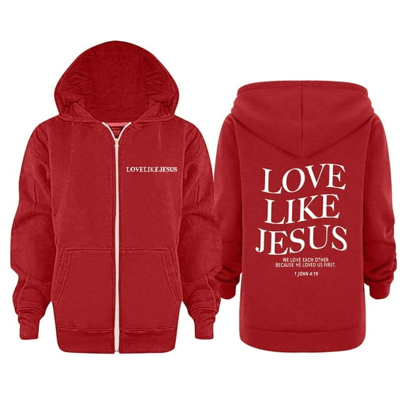 TAIAOJING Girls and Toddlers' Zip-Up Hoodie Sweatshirt LOVE LIKE JESUS Baby Kids Long Sleeve Letter Printed Zipper Up Children Unisex Coat Blouse With Pocket Sweatshirts Fall Clothes 5-6 Years