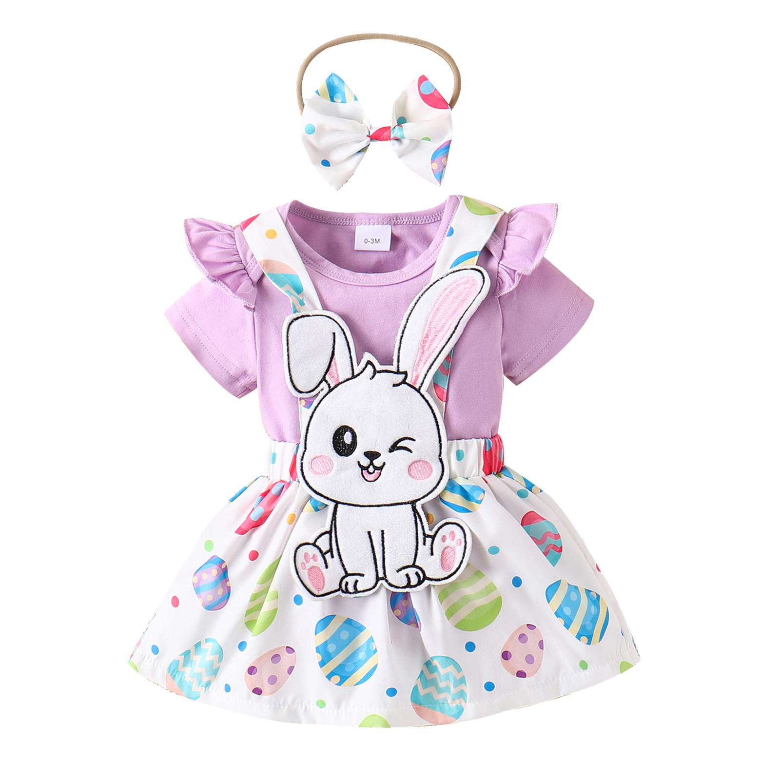 Robe De Fête Pâques Fille YKI Taille 3T Lavande - Manches Courtes, Floral, Polyester, Occasion TBE