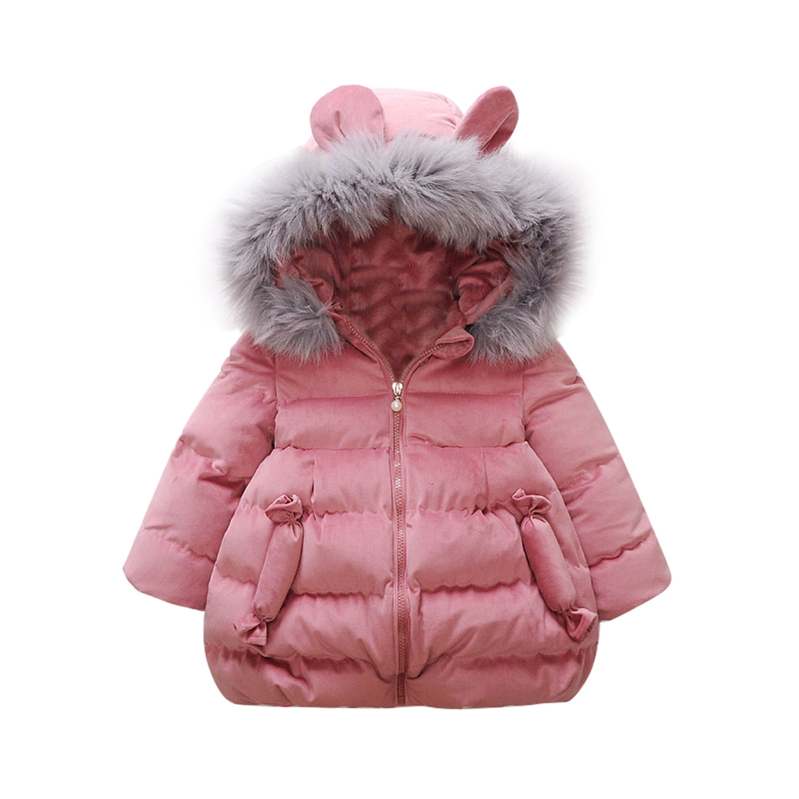 TAIAOJING Girls and Toddlers' Fleece FullZip Mock Jacket Ear Winter
