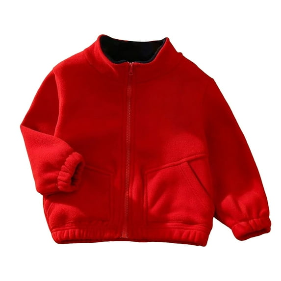 TAIAOJING Girls and Toddlers' Full-Zip Jacket Autumn Winter Boys Long Sleeve Solid Colour Zipper Casual Kids Windbreaker Outerwear Coat 6-8 Years