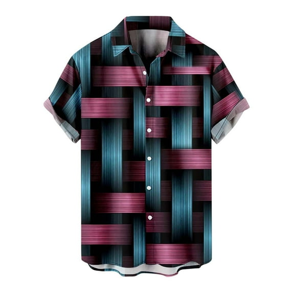 TAIAOJING Hawaii Shirts For Men Summer Casual Loose Print Shirt Button Down Short Sleeve Shirt