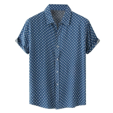 TAIAOJING Hawaiian Shirt Men Summer Male Turn Point Short Sleeve Down Wave Collar Print s Button Down Blouse Shirt