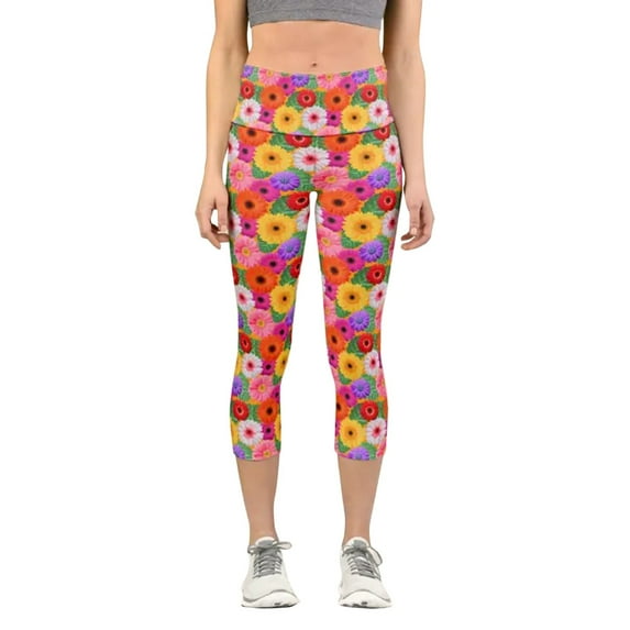 TAIAOJING High Waist Yoga Leggings Women Colorful Floral Custom Print Cropped Trousers Skinny Pants For Pilates Workout Running Leggings