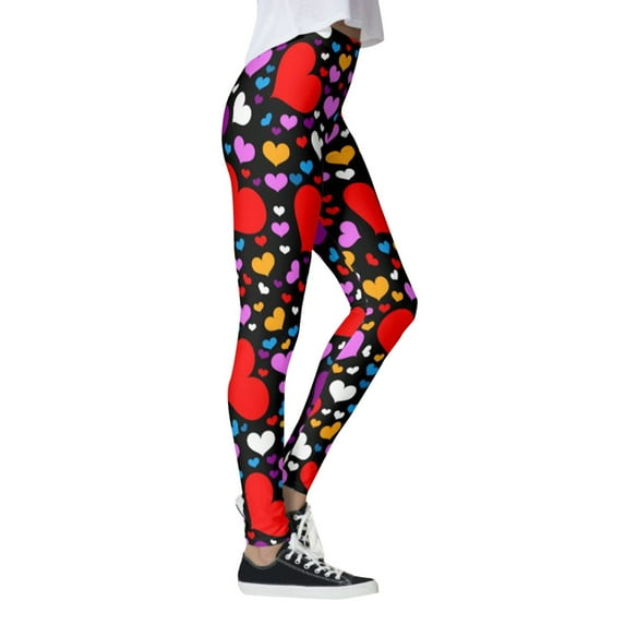 TAIAOJING High Waist Yoga Leggings Women's Valentine's Day Lovesy Stripes Print Skinny Pants For Pilates Gym Workout Running Leggings