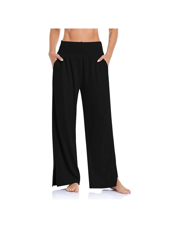 High Waist Yoga Leggings Womens Wide Leg Pants ed Adjustable Tie Knot Joggers Casual Loose Sweatpants With Pockets Workout Running Leggings