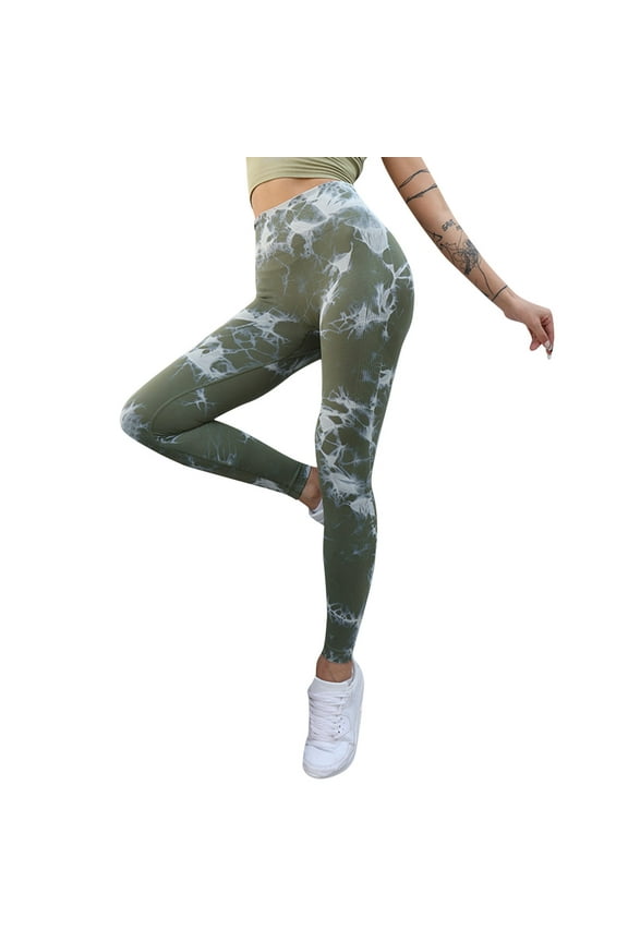 High Waisted Leggings for Women Seamless Tie Dye And Tie Float Yoga Workout Pants