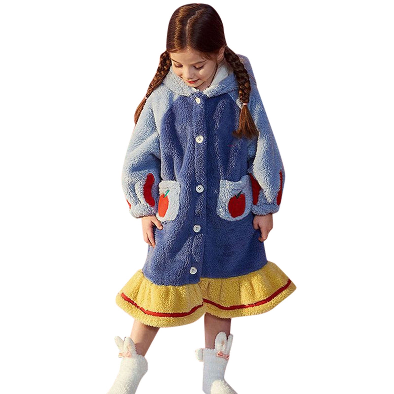 TAIAOJING Hooded Plush Robe for Boys Girls Kids Girls Cute Flannel ...