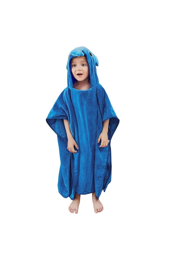 Hooded Plush Robe for Boys Girls Kids Childrens Cartoon Hooded Swimming Beach Bath Towel Soft Cloak Bathrobe 1-3 Years