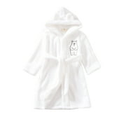 TAIAOJING Flannel Toddler Kids Robe Baby Boys Girls Cartoon Bathrobes Hooded Warm Flannel Night-Robe Sleepwear Pajamas 1-2 Years