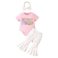 thumbnail image 1 of TAIAOJING Infant Girls Short Sleeve Easter Prints Romper Bodysuit Pants Headbands Outfits Sets, 1 of 7
